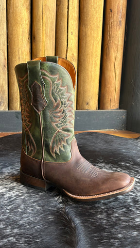 Bota Texana Masculina Goyazes Bico Quadrado Cano Médio Couro Ref:243001-CP
