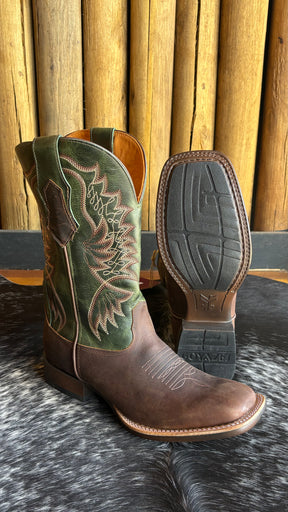 Bota Texana Masculina Goyazes Bico Quadrado Cano Médio Couro Ref:243001-CP