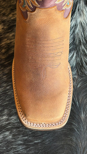 Bota Texana Masculina Goyazes Bico Quadrado Cano Médio Couro Ref:251506-CP
