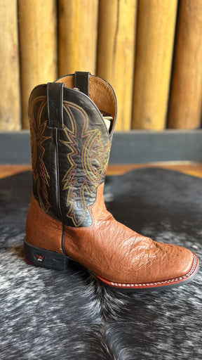 Bota Texana Masculina Jácomo Bico Quadrado Cano Médio Couro Ref:40002/PGD