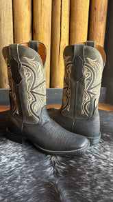 Bota Texana Masculina Goyazes Bico Quadrado Cano Médio Couro Ref:241501-CBF