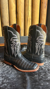 Bota Texana Masculina Goyazes Bico Quadrado Cano Médio Couro Ref:253003-JC