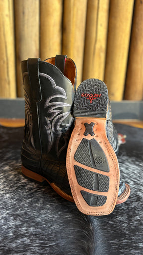 Bota Texana Masculina Goyazes Bico Quadrado Cano Médio Couro Ref:253003-JC