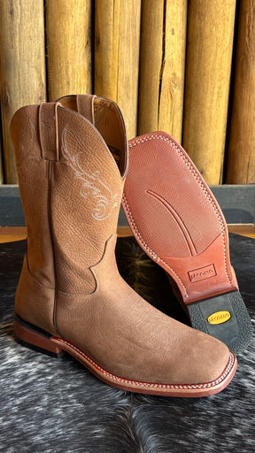Bota Texana Masculina Jácomo Bico Quadrado Cano Médio Couro Ref:2591/DRBT-10153