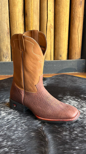 Bota Texana Masculina Jácomo Bico Quadrado Cano Médio Couro Ref:2981-PGD-5934