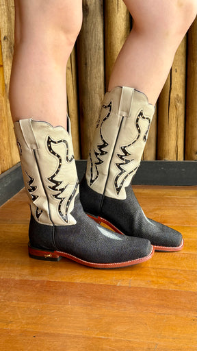 Bota Texana  Feminina Jácomo Cano Médio Couro Arraia Ref:60002/RCGQL