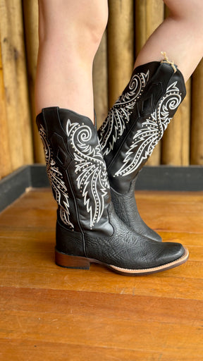 Bota Texana Feminina Goyazes Bico Quadrado Cano Alto Couro Ref:253204-CBP