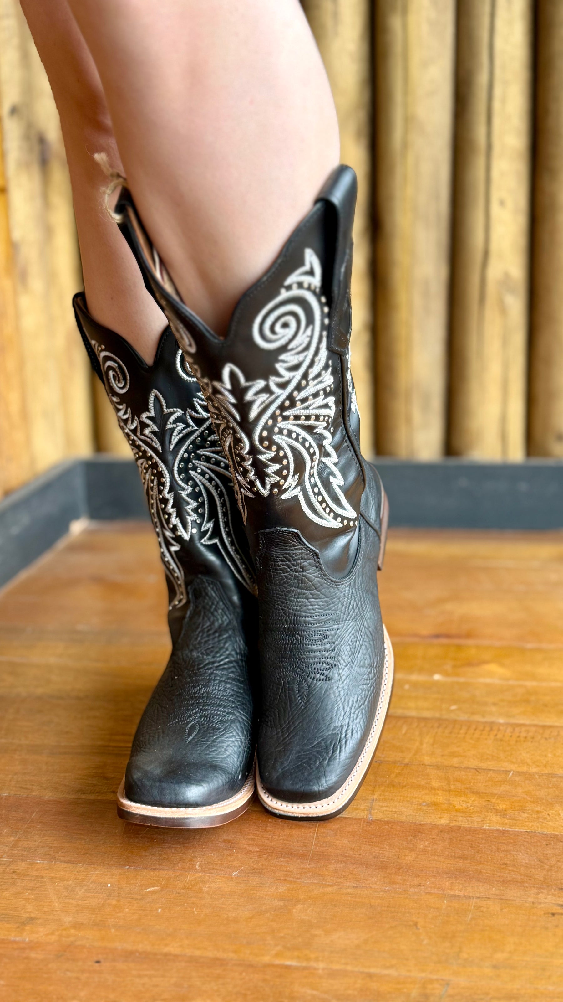 Bota Texana Feminina Goyazes Bico Quadrado Cano Alto Couro Ref:253204-CBP
